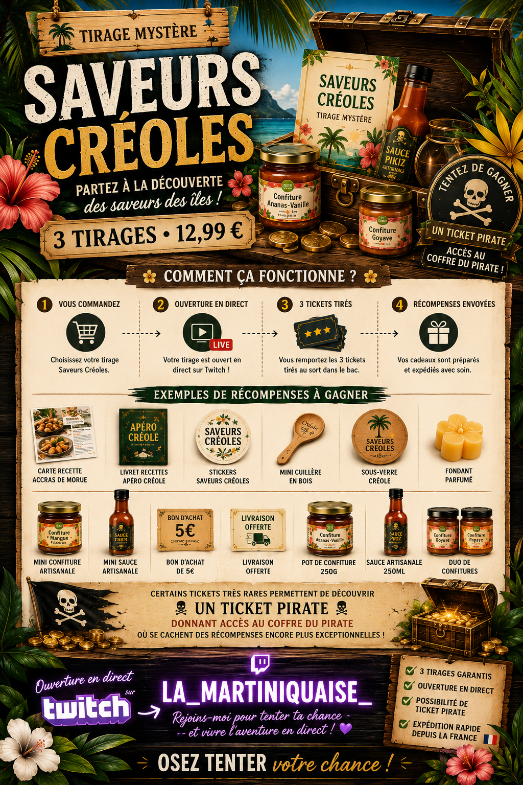 Tirage Coffre du Pirate™ – 3 Tirages Mystères Premium