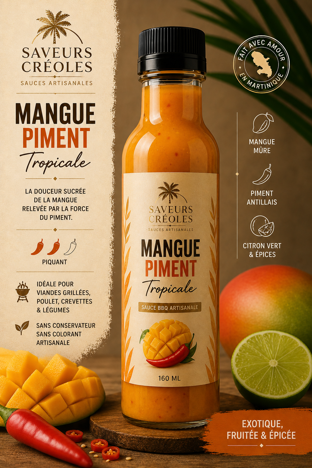 Trio BBQ Créole – Coffret Premium de Sauces Artisanales Tropicales