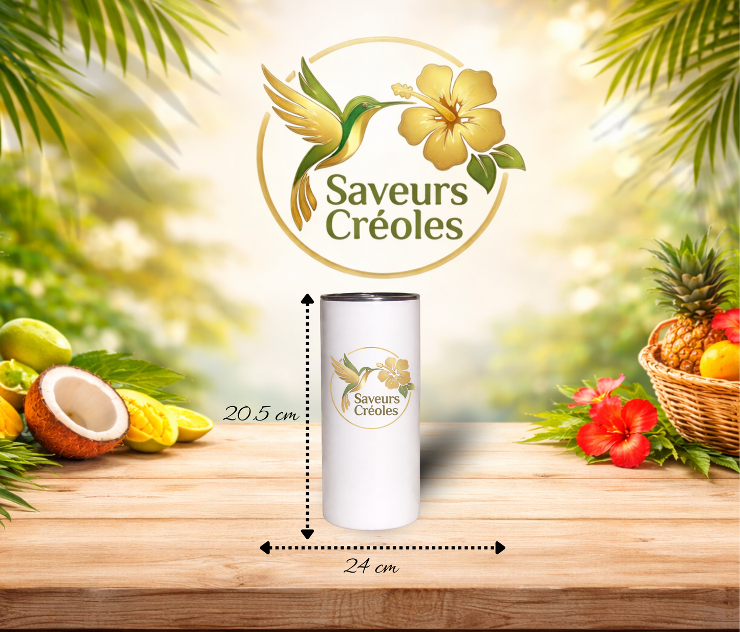 🌺 Thermos 20 oz Personnalisable – Design Unique | Saveurs Créoles