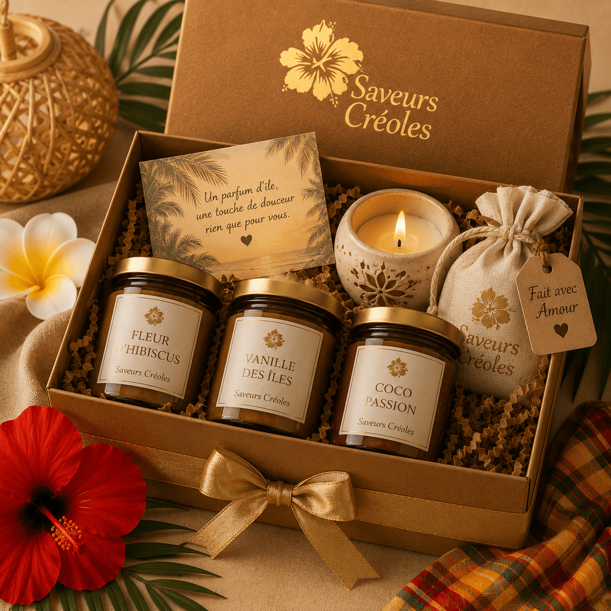 Coffret Douceur des Îles - Bougies créoles personnalisées
