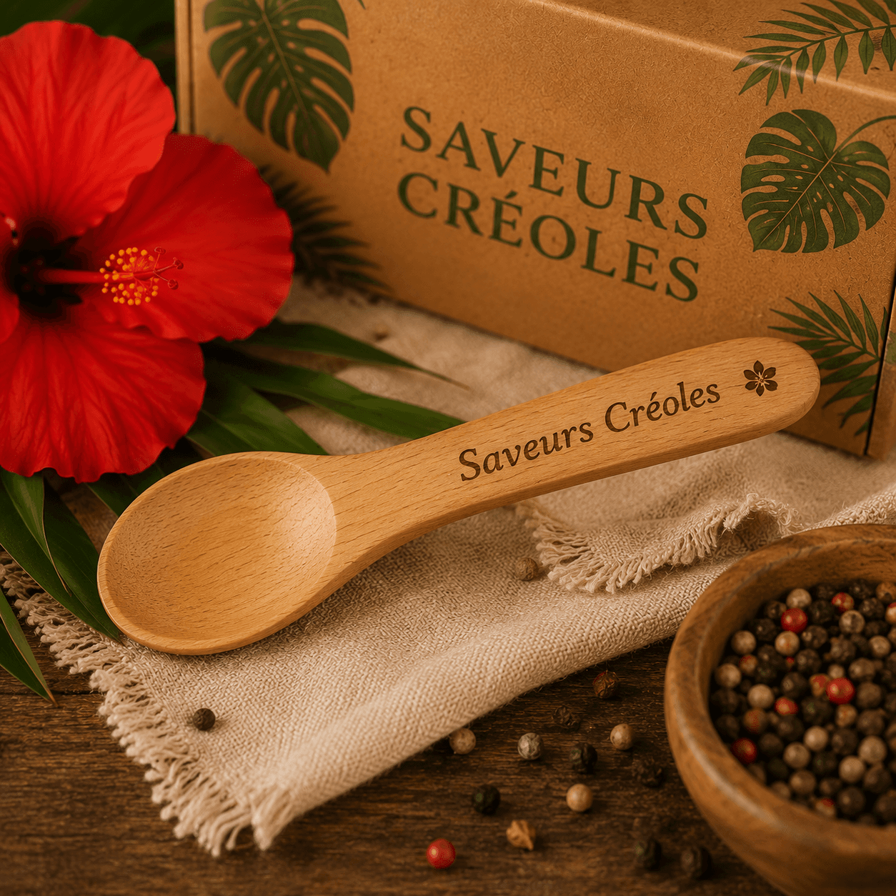 Cuillère en bois gravée Saveurs Créoles