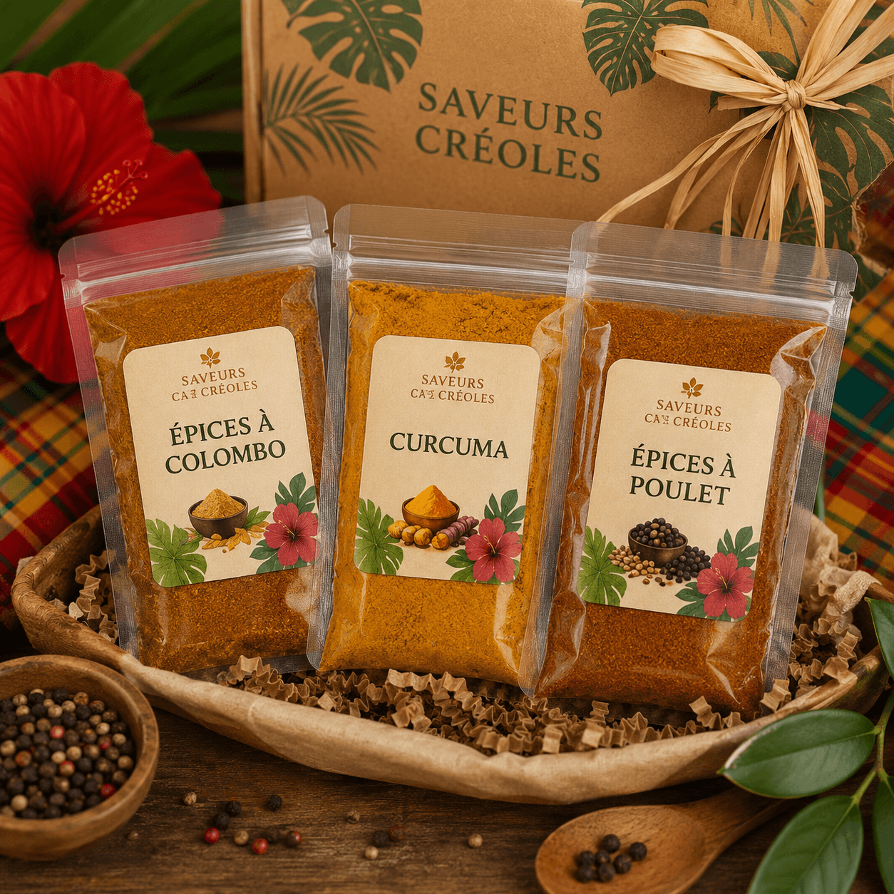 Épices créoles artisanales incluses dans la Mini Box Créole