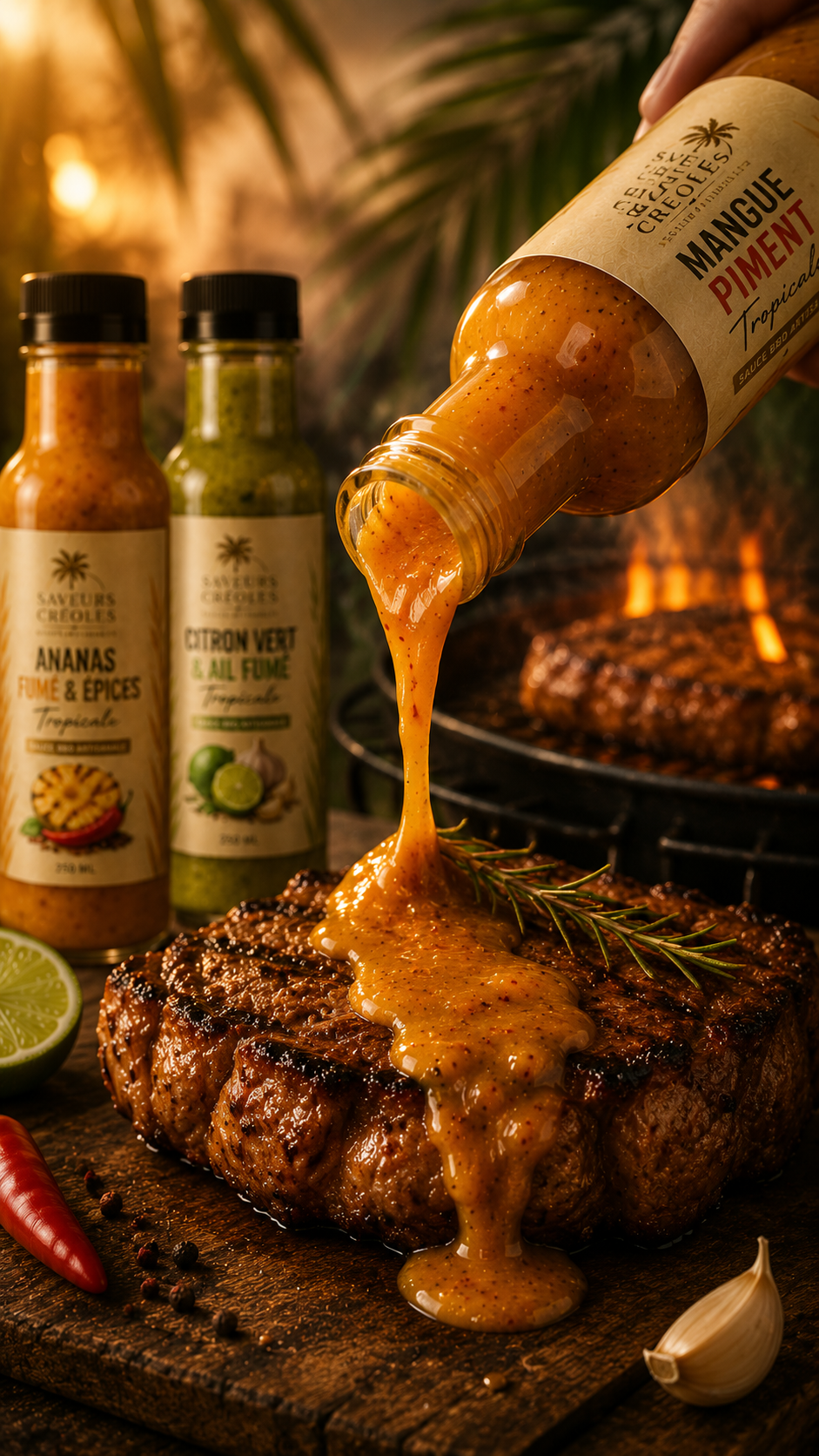 Trio BBQ Créole – Coffret Premium de Sauces Artisanales Tropicales