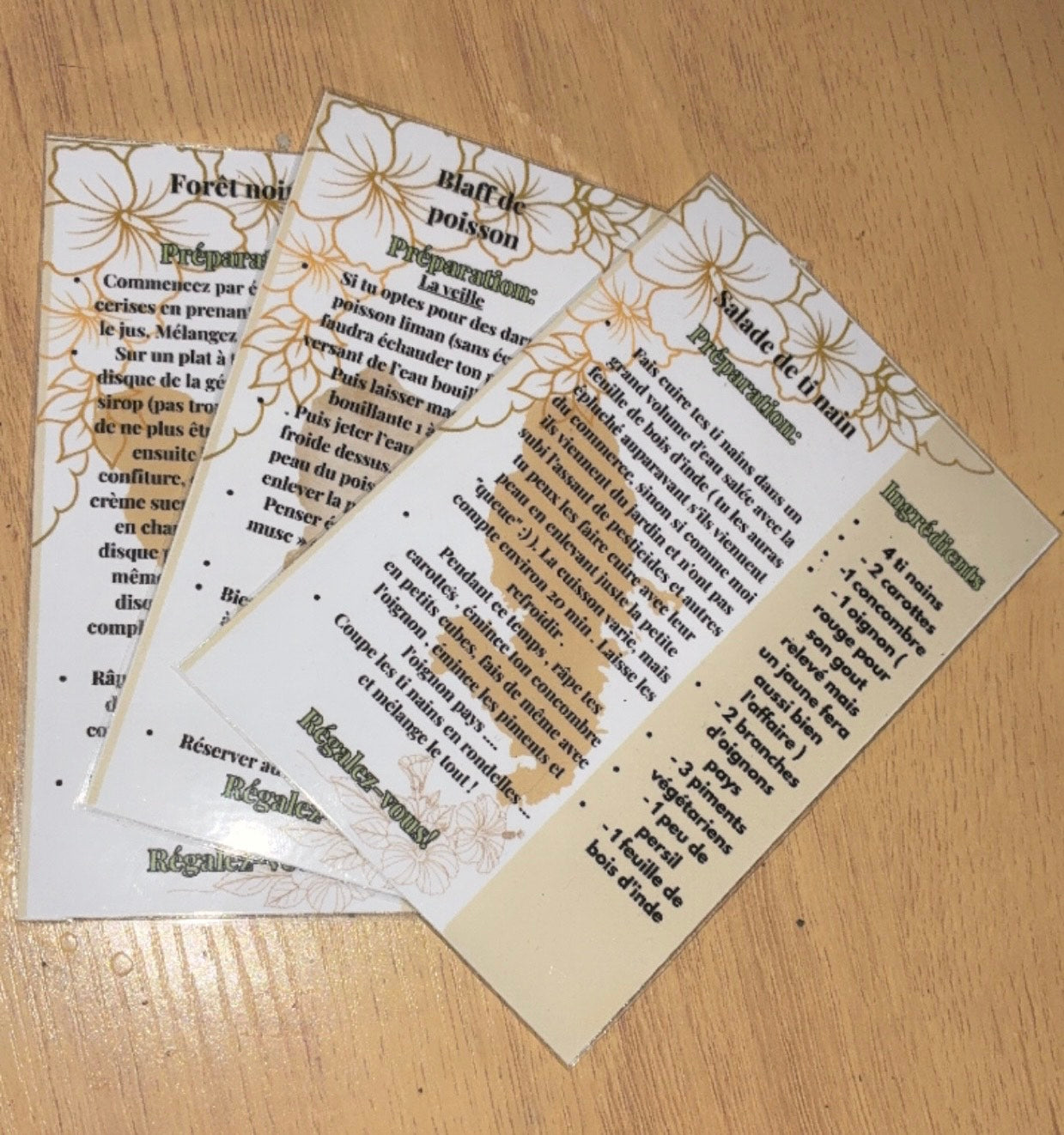 📋 Trio Cartes Recettes Créoles Plastifiées A6 - Personnalisables (Livraison GRATUITE)