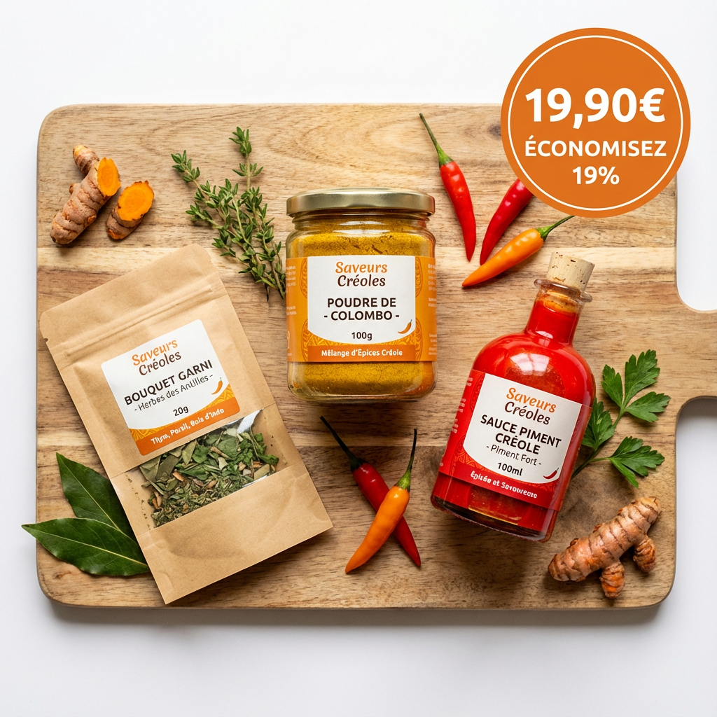 Pack Colombo Complet - Colombo + Bouquet Garni + Sauce Piment (Économisez 19%)