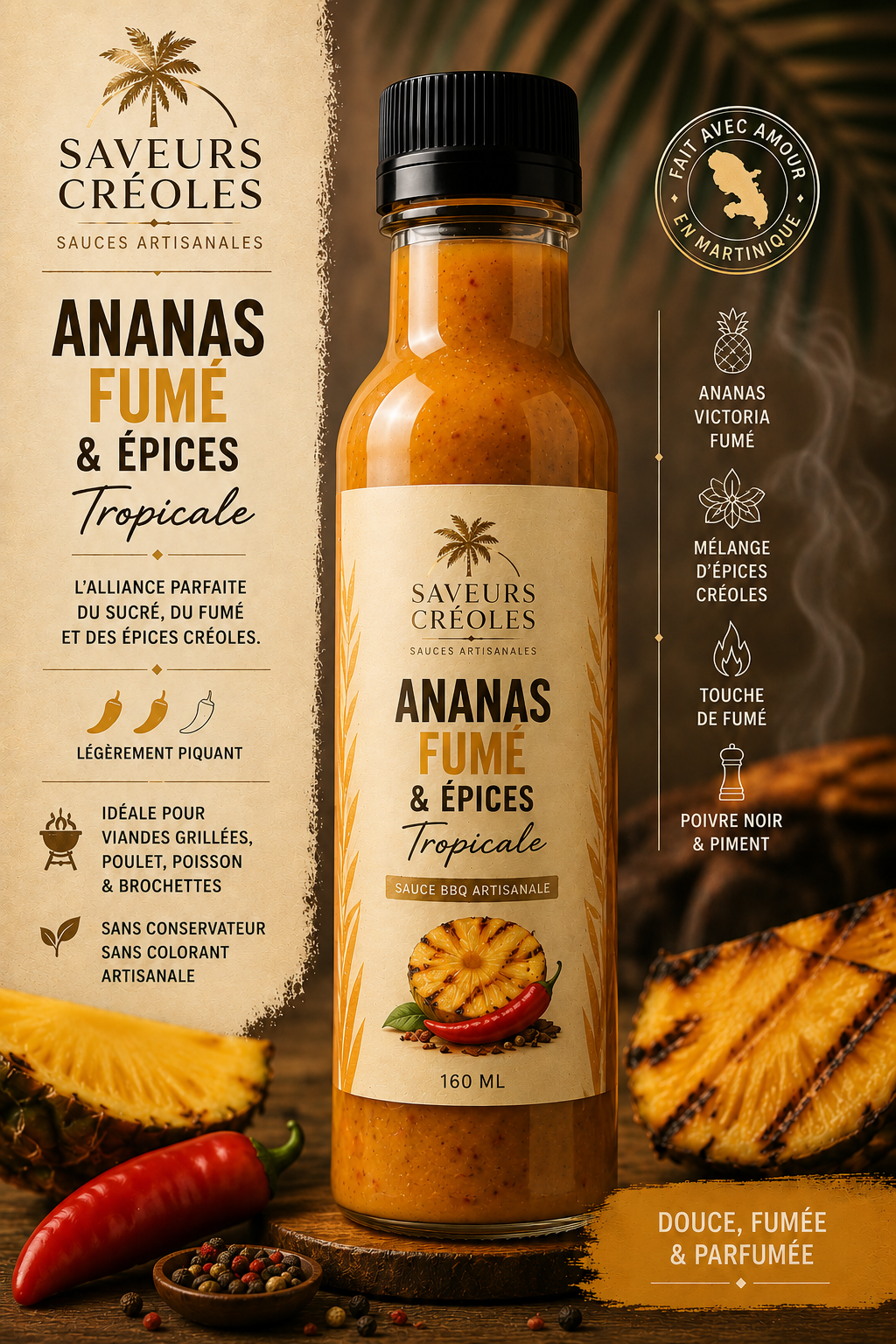 Trio BBQ Créole – Coffret Premium de Sauces Artisanales Tropicales