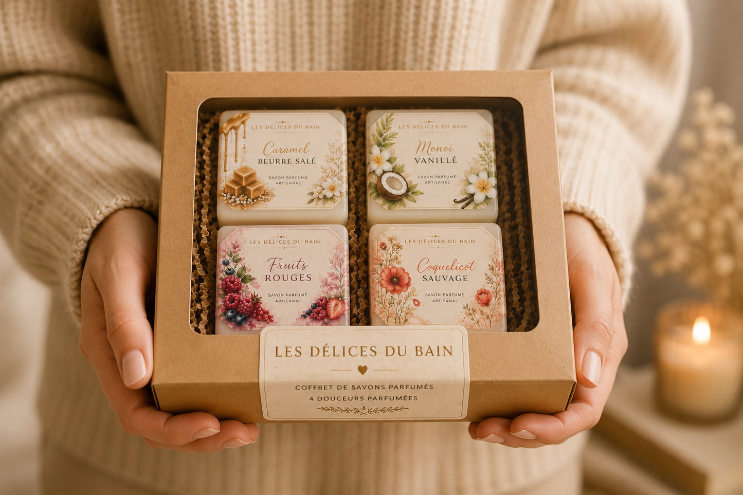 LES DÉLICES DU BAIN – Coffret de savons parfumés artisanaux