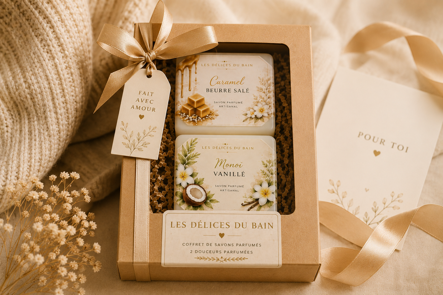 LES DÉLICES DU BAIN – Coffret de savons parfumés artisanaux