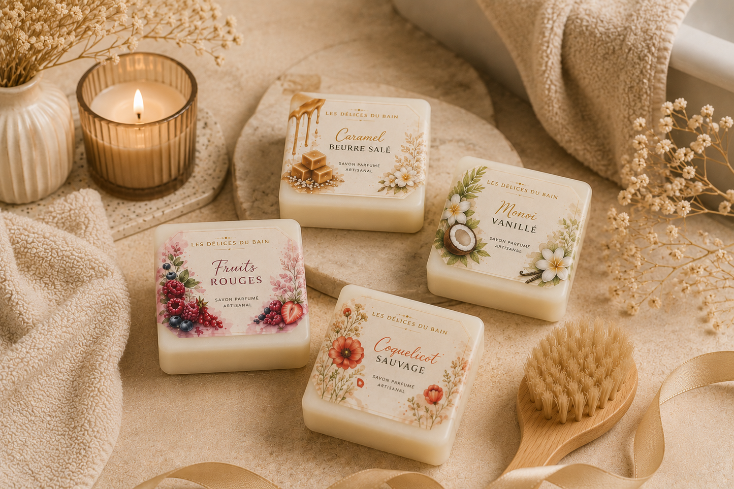 LES DÉLICES DU BAIN – Coffret de savons parfumés artisanaux